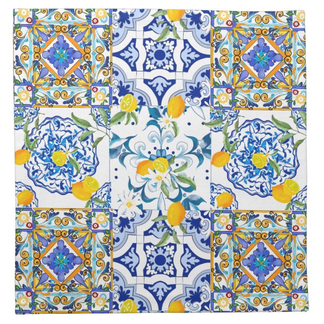Sicilian style,majolica,lemons       cloth napkin (Front)