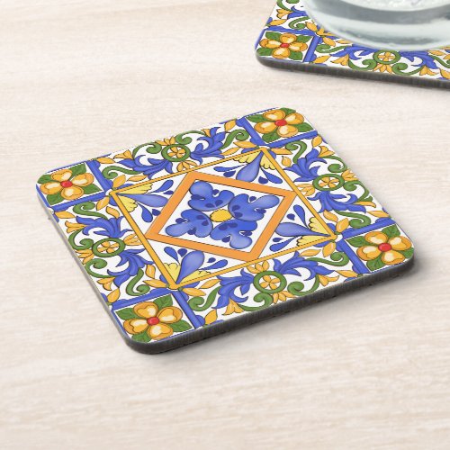 Sicilian stylemajolicasummercolourful pattern  beverage coaster