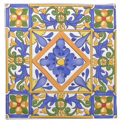 Sicilian stylemajolicasummercolourful pattern  cloth napkin