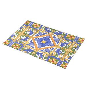 Sicilian style,majolica,summer,colourful pattern cloth placemat