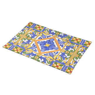Sicilian style,majolica,summer,colourful pattern  cloth placemat