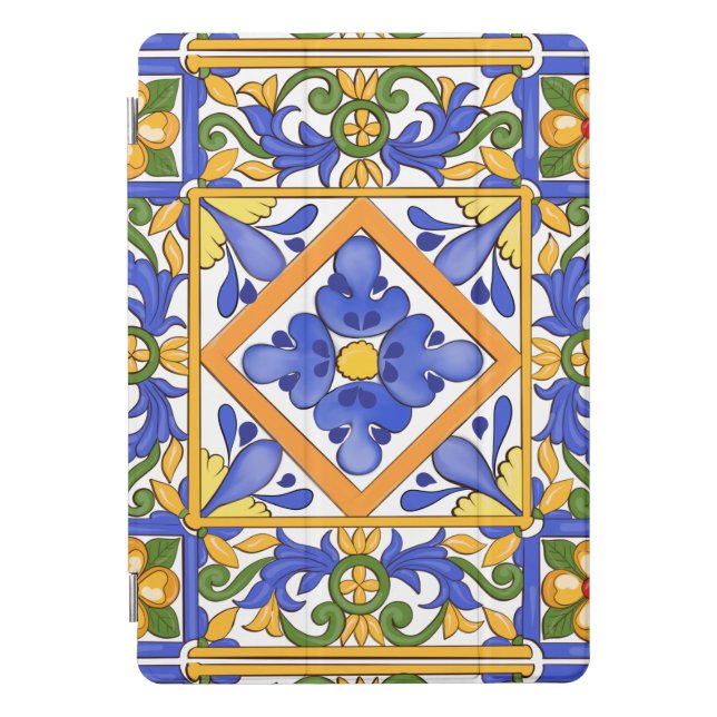 Sicilian style,majolica,summer,colourful pattern   iPad pro cover (Front)