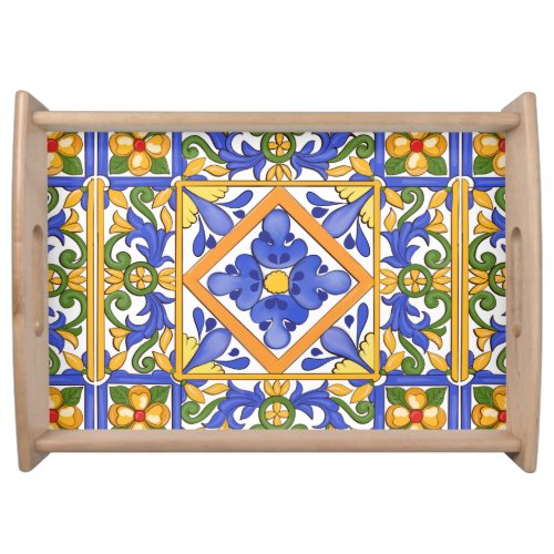 Sicilian stylemajolicasummercolourful pattern   serving tray