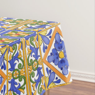 Sicilian style,majolica,summer,colourful pattern tablecloth