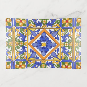 Sicilian style,majolica,summer,colourful pattern  trinket tray