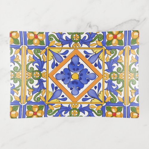 Sicilian stylemajolicasummercolourful pattern  trinket tray