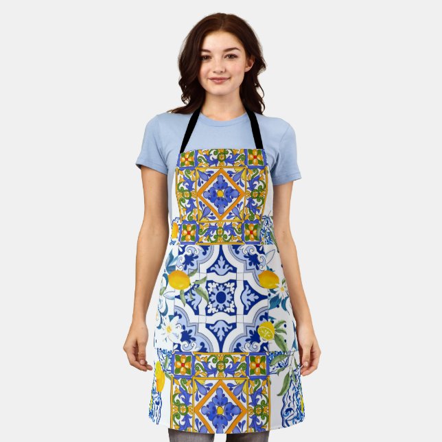 Sicilian style,summer art All-Over Print Apron (Worn)
