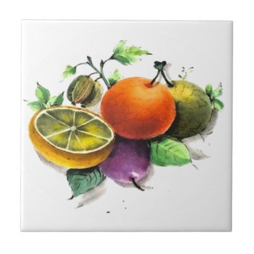 Sicilian style Summer Art Fruit Lemon Citrus Ceramic Tile