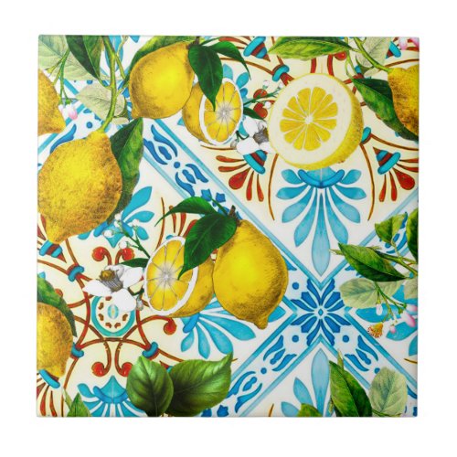  Sicilian stylesummer art lemons   Ceramic Tile