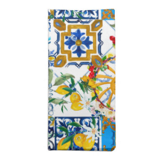 Sicilian style,summer art,lemons cloth napkin