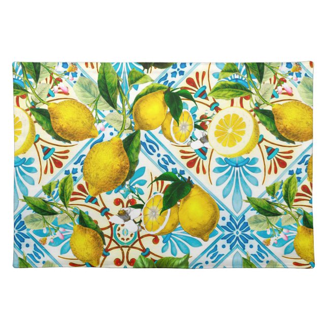  Sicilian style,summer art ,lemons   Cloth Placemat (Front)