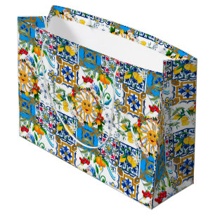 Sicilian style,summer art,lemons large gift bag