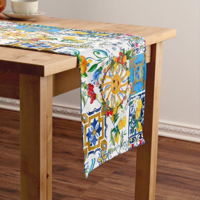 Sicilian style,summer art,lemons    short table runner (In Situ)