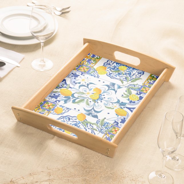  Sicilian style,summer art    Serving Tray (Front)