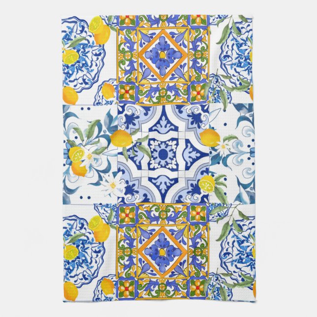 Sicilian,summer,citrus  kitchen towel (Vertical)