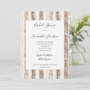 Sicilian Summer Cream Brown Stripes Bridal Shower Invitation