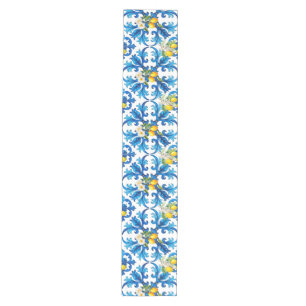 Sicilian,summer,lemon,mosaic,blue, Medium Table Runner