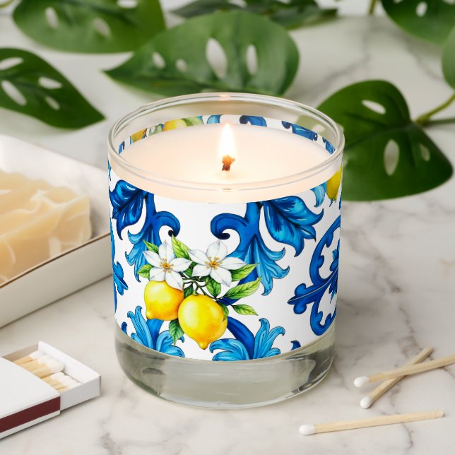 Sicilian,summer,lemon,mosaic,blue  scented candle (Lit)