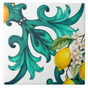 Sicilian,summer,lemon,mosaic,green, Ceramic Tile