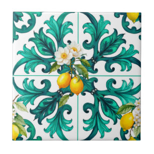 Sicilian,summer,lemon,mosaic,green, Ceramic Tile