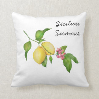 Sicilian Summer Lemon Tree Throw Pillow