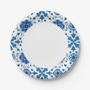 Sicilian Summer Lemons Mediterranean Tile Paper Plates