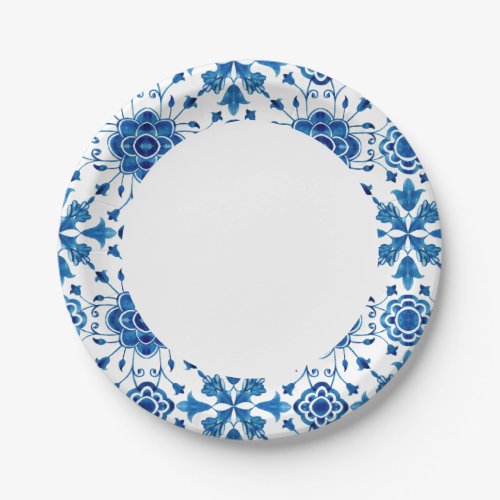 Sicilian Summer Lemons Mediterranean Tile Paper Plates