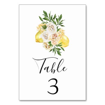 Sicilian Summer Lemons Table Number Sign by autumnandpine at Zazzle