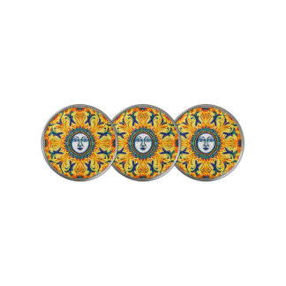 Sicilian Sun Face Golf Ball Markers