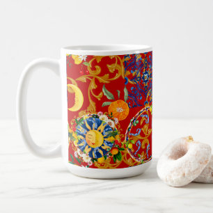 Sicilian sun,half moon,summer,majolica,lemon art, coffee mug