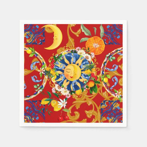 Sicilian sunhalf moonsummermajolicalemon art napkins