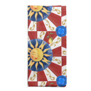 Sicilian sun, majolica, cloth napkin
