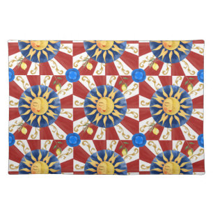 Sicilian sun, majolica, cloth placemat