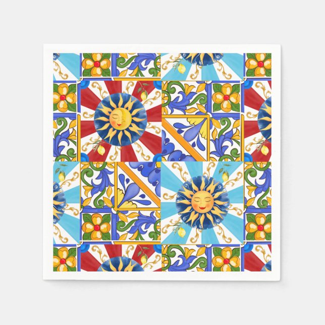 Sicilian sun, majolica,lemon, napkins (Front)
