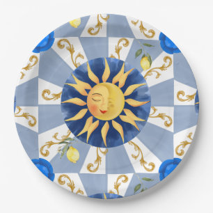 Sicilian sun, majolica,lemon, paper plates