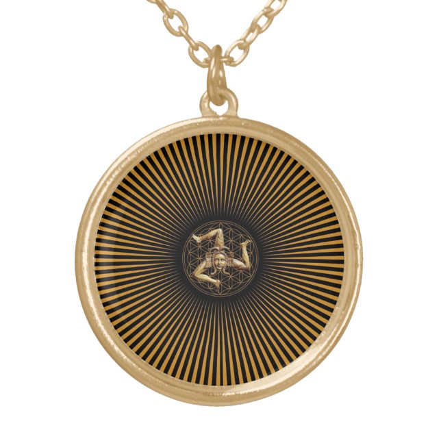 Sicilian Sun (Optical Illusion) Gold Plated Necklace (Front)