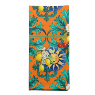 Sicilian sun,summer,lemon,mosaic,blue, cloth napkin