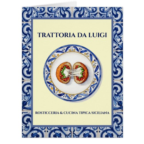 Sicilian Tile Arancini Menu Cards