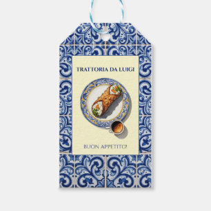 Sicilian Tile Cannoli Dessert Gift Tags