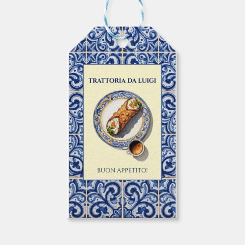 Sicilian Tile Cannoli Dessert Gift Tags