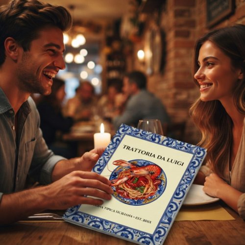 Sicilian Tile Italian Restaurant Folded Menu Bookl Cards