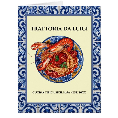 Sicilian Tile Italian Restaurant Folded Menu Bookl Cards