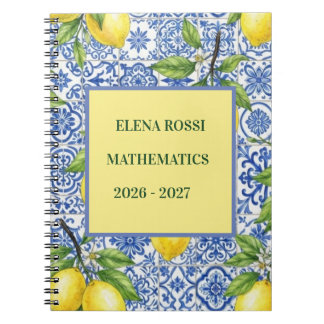 Sicilian Tile & Lemon Personalized Back to School Notebook