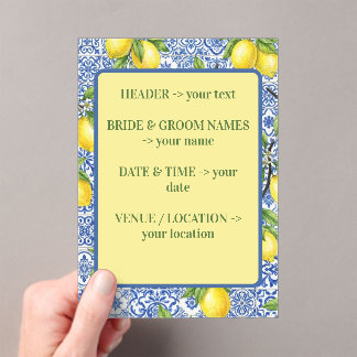 Sicilian Tile & Lemon Wedding Invitation