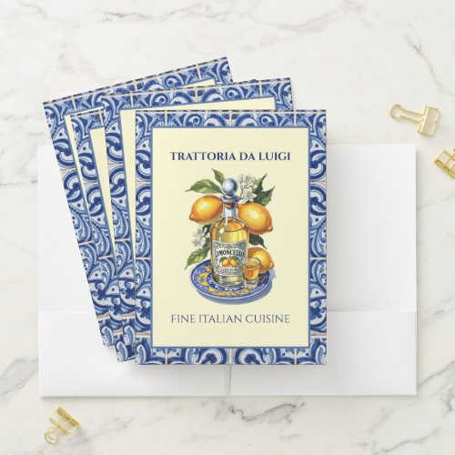 Sicilian Tile Limoncello Italian Restaurant Pocket Folder
