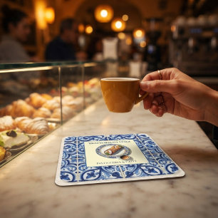 Sicilian Tile Paper Coaster Cannoli Dessert