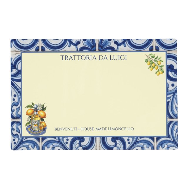 Sicilian Tile Placemat Limoncello  (Front)