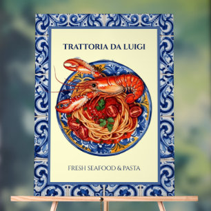 Sicilian Tile Seafood Italian Restaurant Acrylic Sign