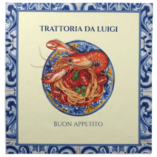 Sicilian Tile Seafood Italian Restaurant Cloth Napkin