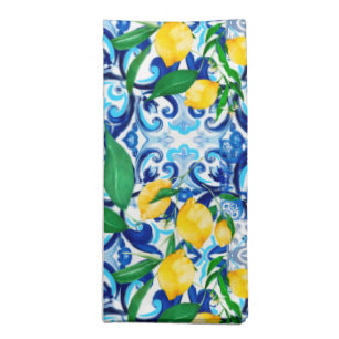 Sicilian tiles,lemon,mosaic,majolica, cloth napkin